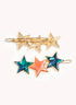 Marbelized Star Trio Clip - Colors: Green Emerald Night & Peach Travertino